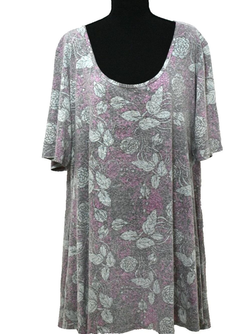 LuLaRoe Tunic Top Women's 3XL Perfect Purple Lavender Mint Green Floral Cotton